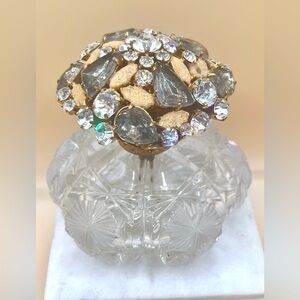 VTG Art Deco Cut Glass Bejeweled Rhinestones Perfume Spray Bottle -Germany-RARE
